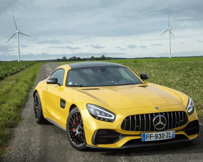 Yellow Mercedes Amg Gt Painting By Numberss.png