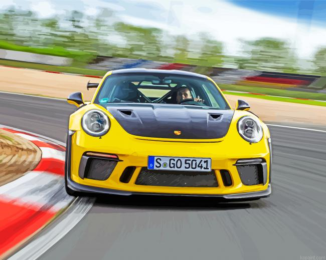 Yellow Porsche Gt3 Rs Paint By Numbers