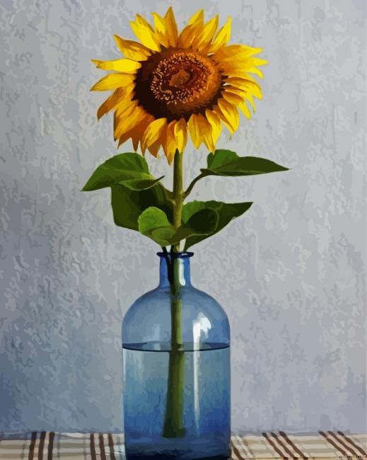 Yellow Sunflower Vase Paint By Numbers