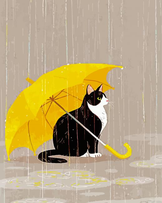 Yellow Umbrella And Kitty Paint By Numbers.png