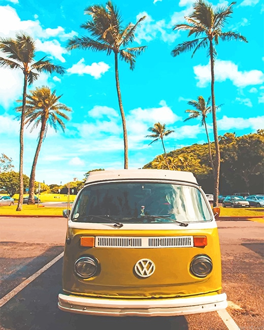 Yellow Vw Old Car New Painting By Numberss.png