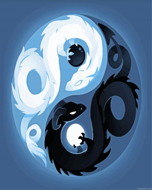 Yin And Yang Dragons Paint By Numbers