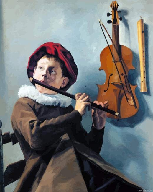 Young Boy Play Flute Painting By Numberss.png