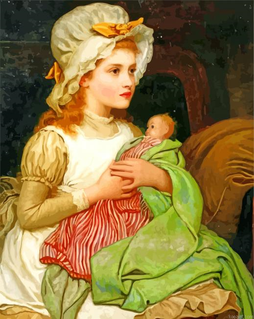 Young Child With Doll Painting By Numberss.png