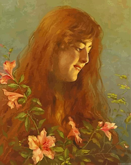 Young Girl With Flowers Painting By Numberss.png