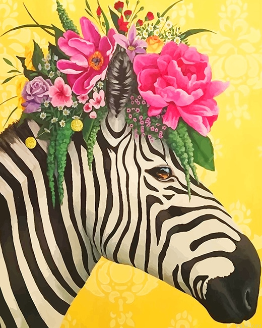 Zebra Flowers Crown New Painting By Numberss.png
