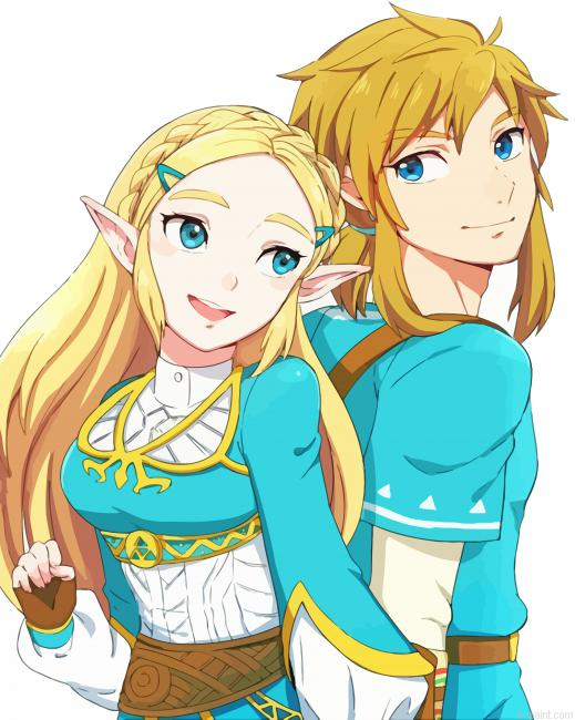 Zelda And Link Video Game Characters Painting By Numberss.png