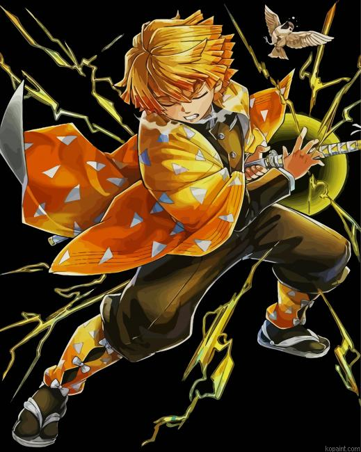 Zenitsu Agatsuma Demon Slayer Painting By Numberss.png