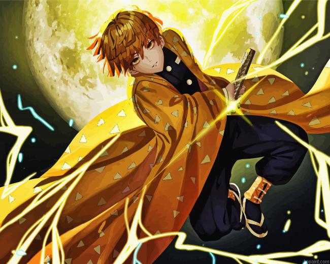 Zenitsu Agatsuma Kimestsu No Yaiba Anime Paint By Numbers
