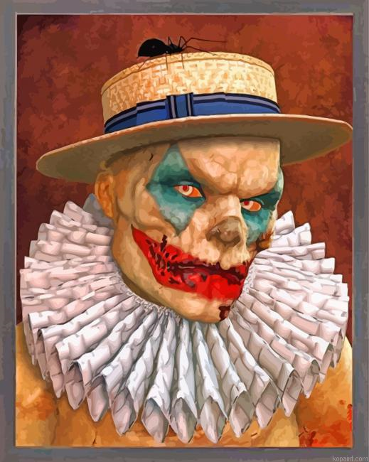 Zombie Clown Wearing A Hat Painting By Numberss.png