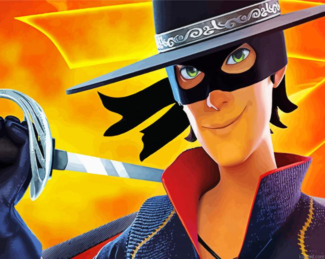 Zorro Cartoon Painting By Numberss.png