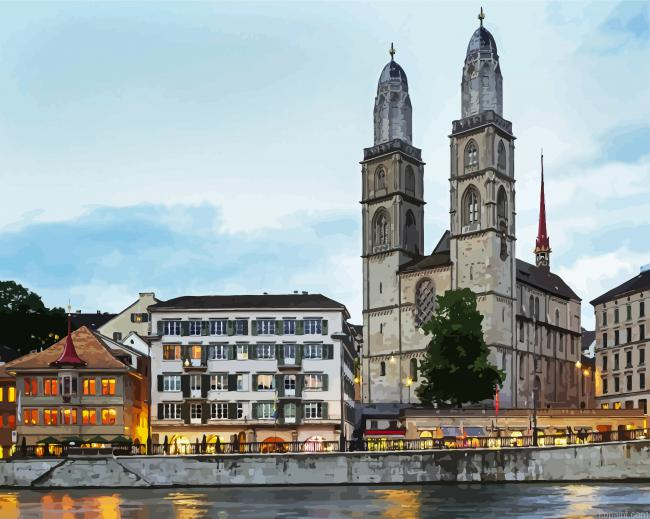 Zurich Grossmunster Painting By Numberss.png