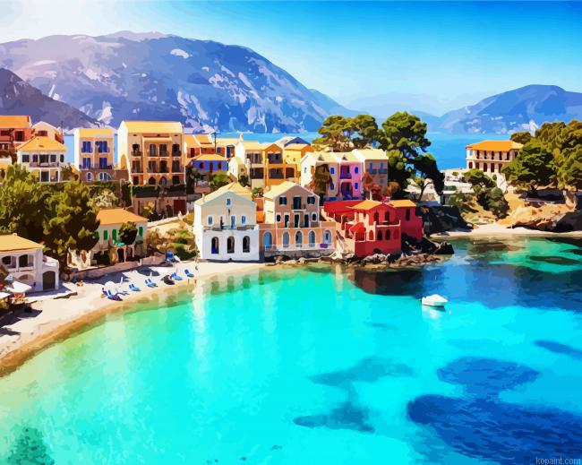 Kefalonia Assos Beach Painting By Numberss.png
